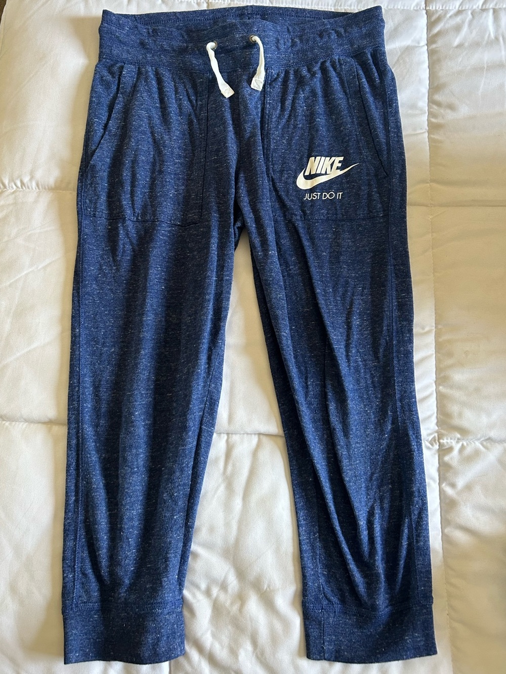 Nike Heathered Navy Blue Jogger Pants with White Logo